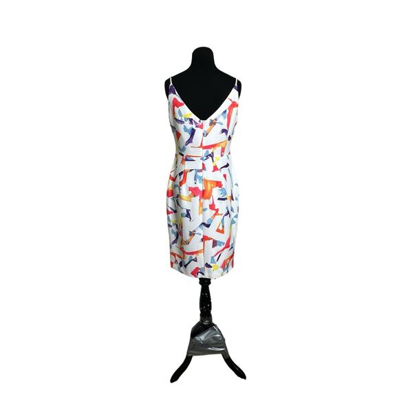 Black Halo White Vibrant Print Liaison Jevette Sheath Dress Size 6 - Picture 9 of 15